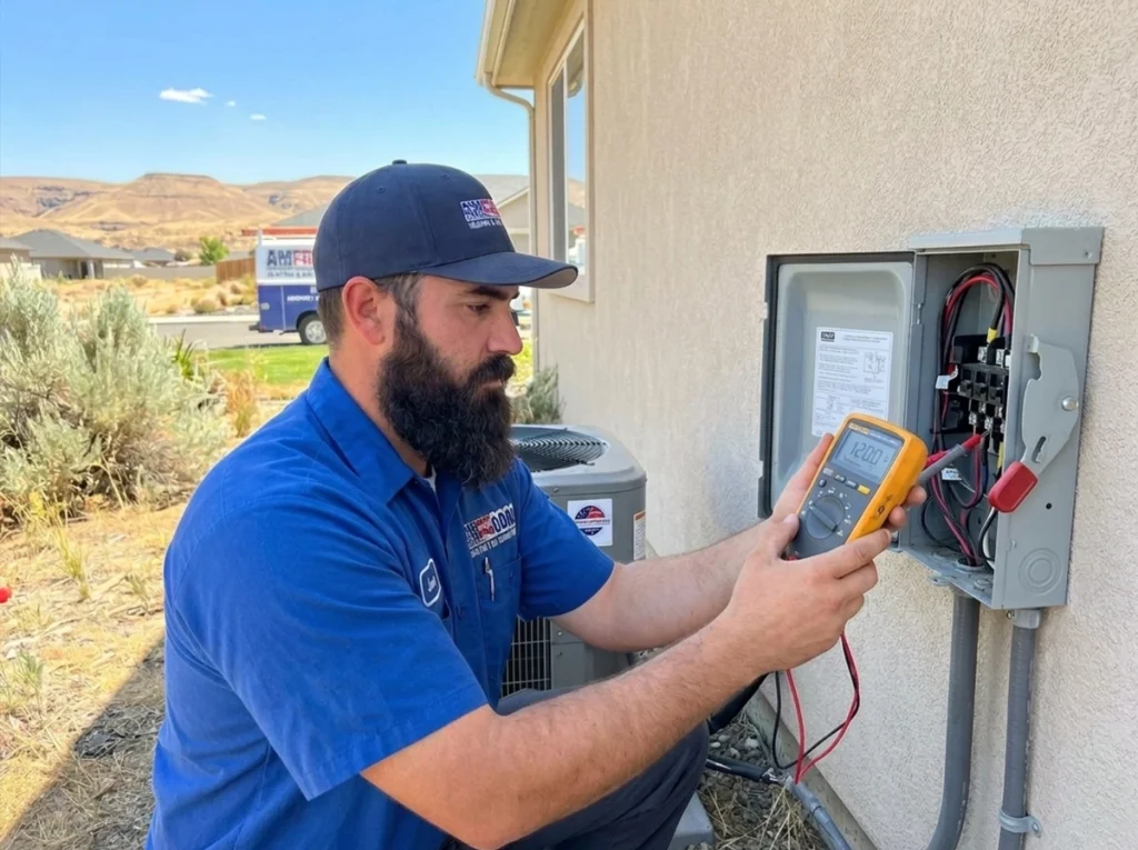 A Americool tech checking electrical connections